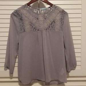 Gray Chiffon Top
